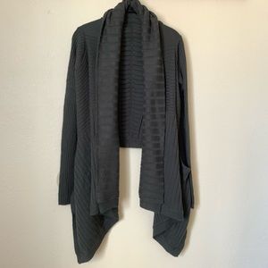 Drape Front Blanket Wrap Sweater with Pockets